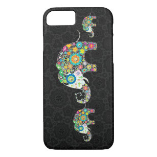 Colorful Retro Flowers Elephant Family iPhone 8/7 Case
