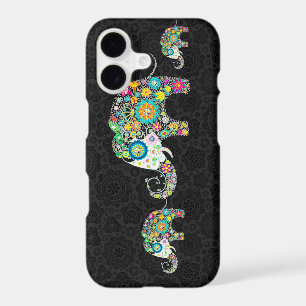 Colorful Retro Flowers Elephant Family iPhone 17 Case