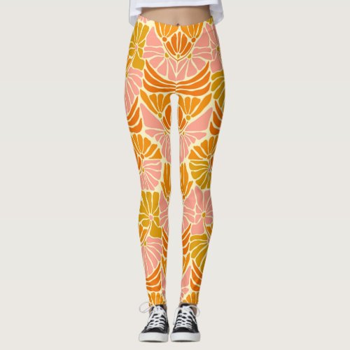 Colorful Retro Flowers Leggings