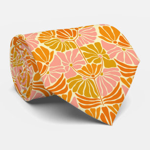 Colorful Retro Flowers Neck Tie
