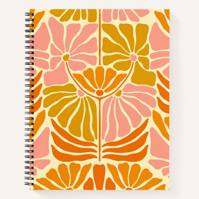 Colorful Retro Flowers Notebook (Front)