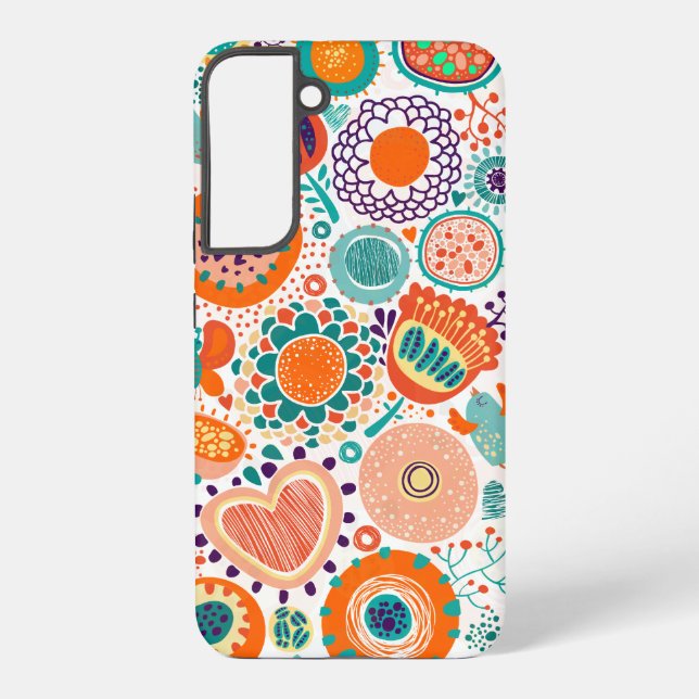 Colorful retro flowers pattern 3a  samsung galaxy case (Back)