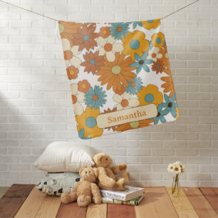 Colorful Retro Flowers Pattern  Baby Blanket