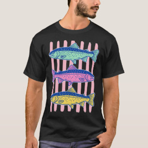 Colorful Retro Fly Fishing Trout Fish T-Shirt