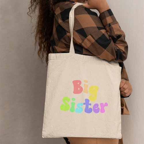 Colorful Retro Font Big Sister Tote Bag