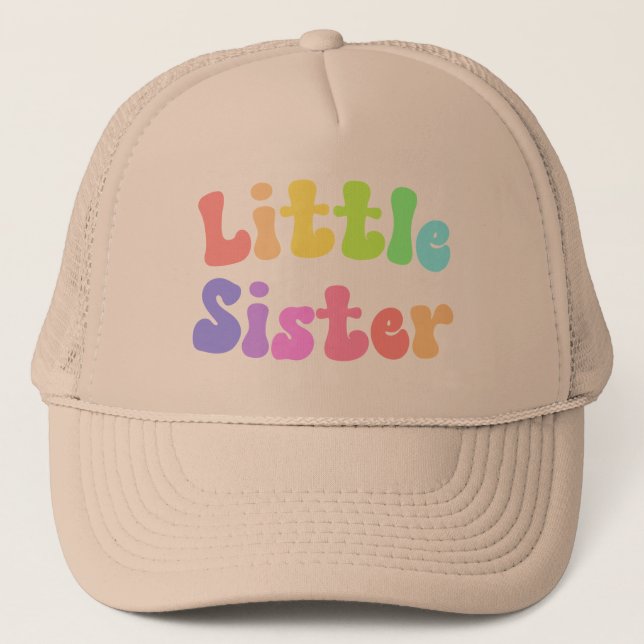 Colorful Retro Font Big Sister Trucker Hat (Front)