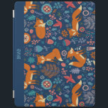 Colorful Retro Foxes Birds & Flowers Pattern iPad Smart Cover<br><div class="desc">Cute colorful foxes birds and flowers retro illustration seamless pattern with custom blue background color.</div>