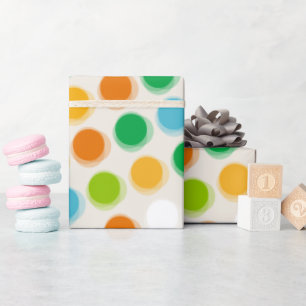 Colorful Retro Fun Fuzzy Polka Dots Kid's Birthday Wrapping Paper