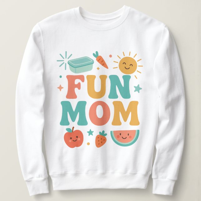 Colorful Retro Fun Mom Cute Fruit Sunshine Cartoon Sweatshirt (Design Front)