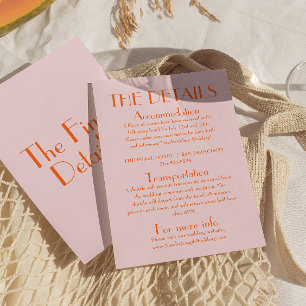 Colorful Retro Fun Vintage Cute Wedding Details Enclosure Card