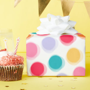 Colorful Retro Fuzzy Polka Dots Wrapping Paper