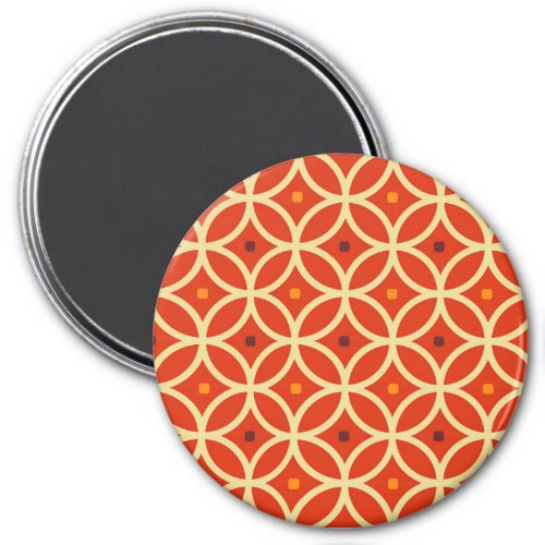 Colorful Retro Geometric Circles  Diamond Pattern Magnet