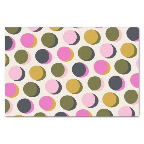 Colorful Retro Geometric Dots Pattern Green Pink Tissue Paper