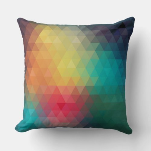 Colorful Retro Geometric Pattern 1 Throw Pillow