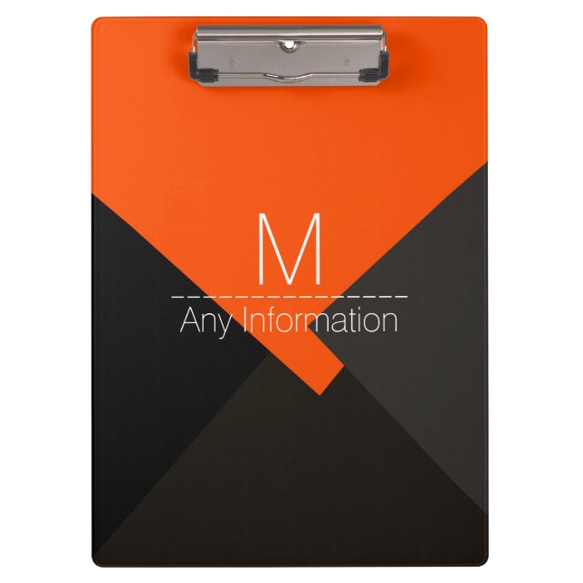 Colorful Retro Geometric Pattern Monogram #3 Clipboard (Front)