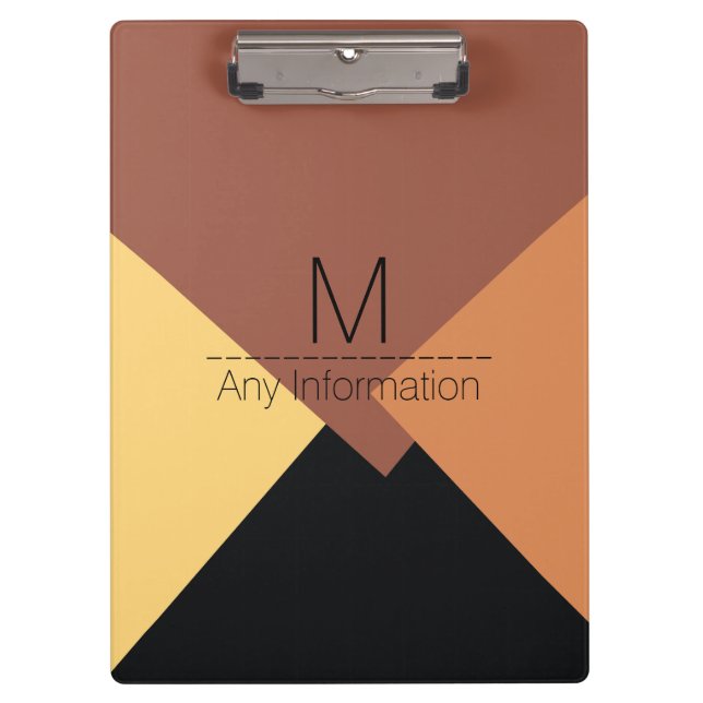 Colorful Retro Geometric Pattern Monogram #6 Clipboard (Front)