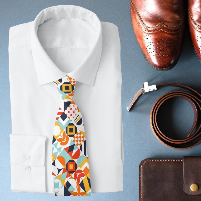 Colorful Retro Geometric Pattern Neck Tie (Creator Uploaded)
