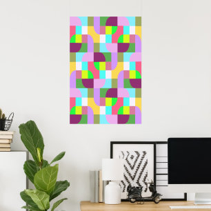 Colorful Retro Geometric Pattern Poster