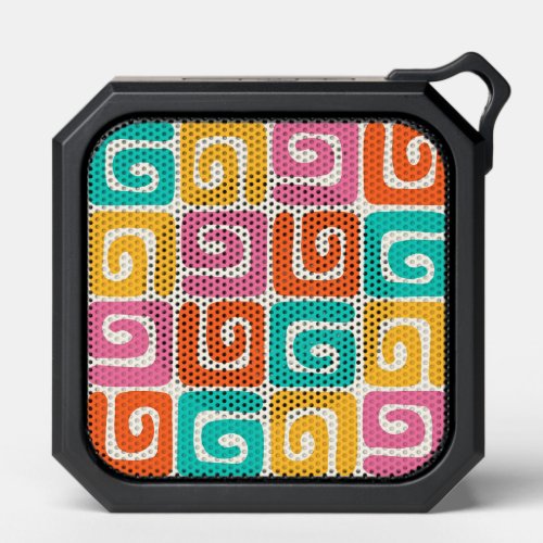 Colorful Retro Geometric Swirls and Bold Vintage Bluetooth Speaker
