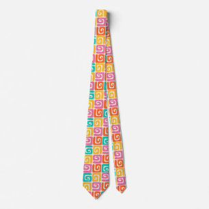 Colorful Retro Geometric Swirls and Bold Vintage Neck Tie