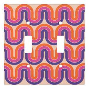 Colorful Retro Geometric Wave Design Light Switch Cover