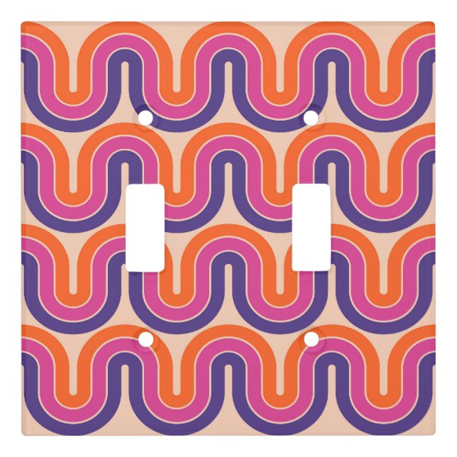 Colorful Retro Geometric Wave Design Light Switch Cover (Front)