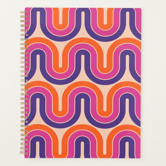 Colorful Retro Geometric Wave Design Planner (Front)