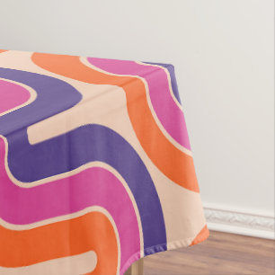Colorful Retro Geometric Wave Design Tablecloth