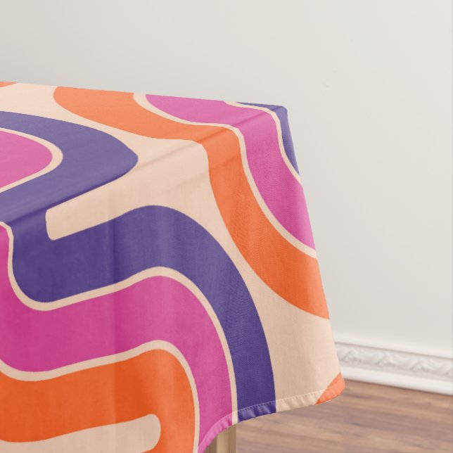 Colorful Retro Geometric Wave Design Tablecloth (In Situ)