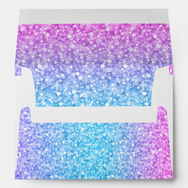 Colorful Retro Glitter And Sparkles Envelope (Back (Bottom))