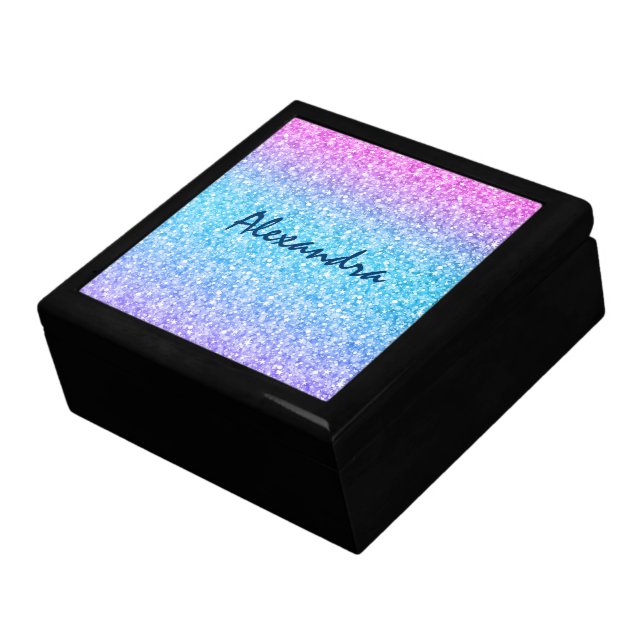 Colorful Retro Glitter And Sparkles Gift Box (Side)