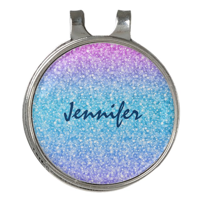 Colorful Retro Glitter And Sparkles Golf Hat Clip (Front)