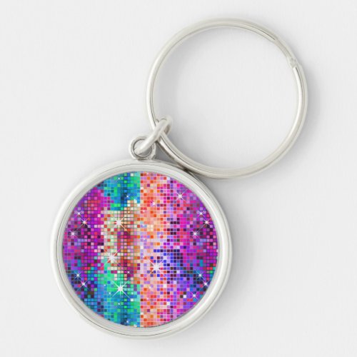 Colorful Retro Glitter And Sparkles Keychain