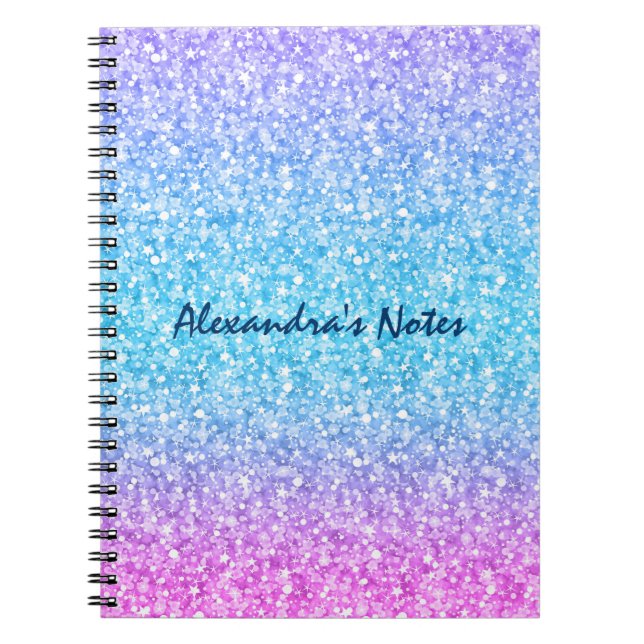 Colorful Retro Glitter And Sparkles Notebook (Front)