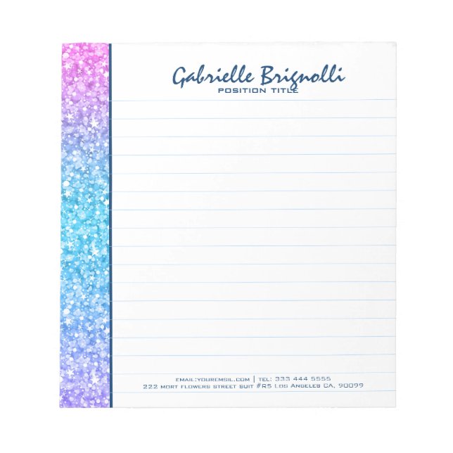 Colorful Retro Glitter And Sparkles Notepad (Front)