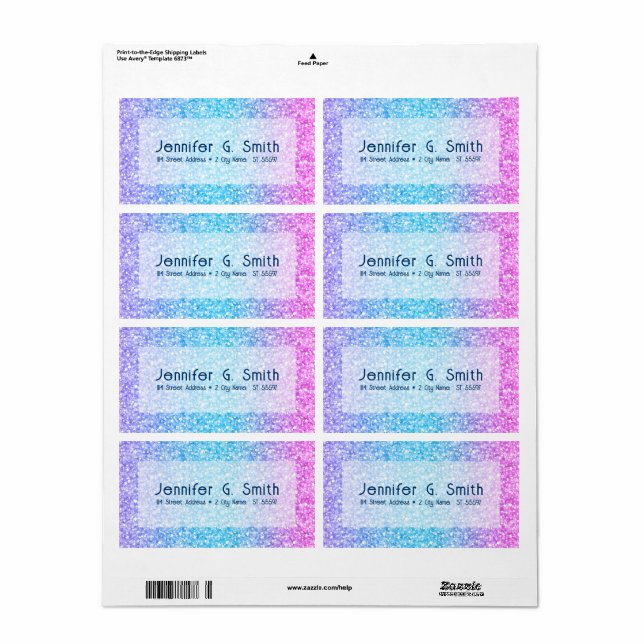 Colorful Retro Glitter And Sparkles ombre Label (Full Sheet)