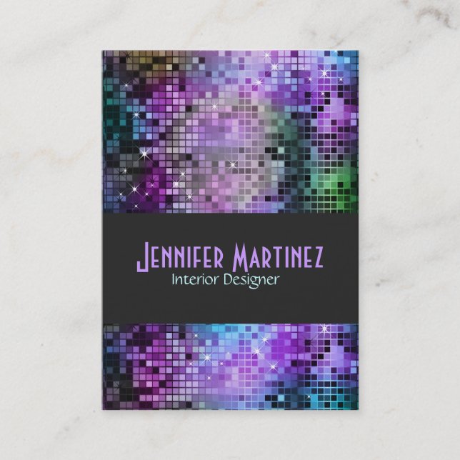 Colorful Retro Glitter Business Card (Front)
