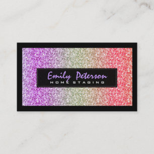 Colorful Retro Glitter Pattern Business Card