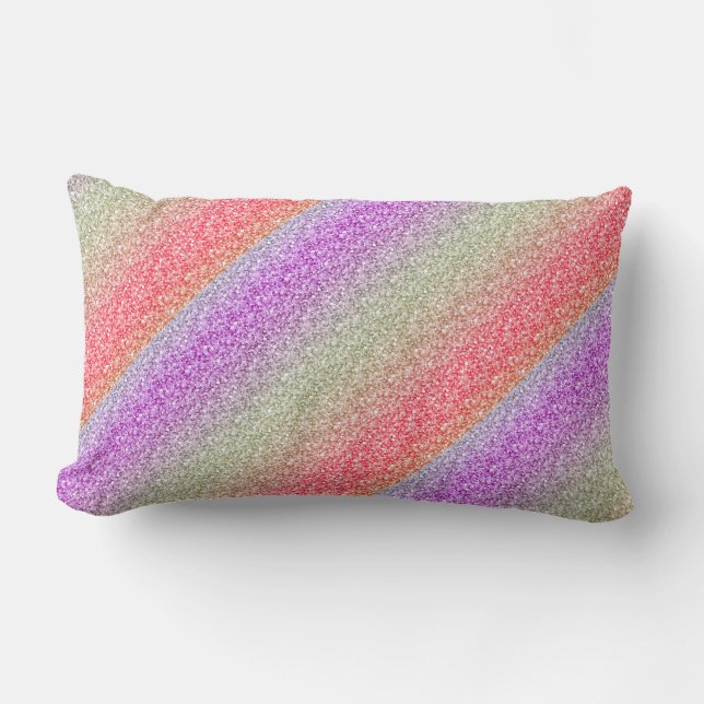 Colorful Retro Glitter Pattern Lumbar Pillow (Front)
