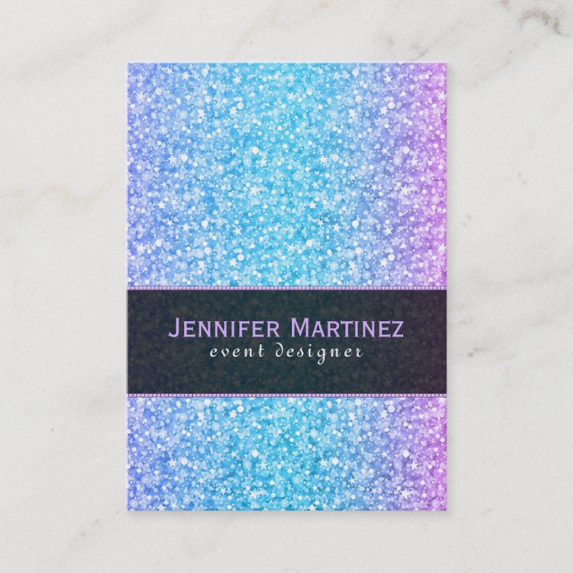 Colorful Retro Glitter & Sparkles 2a Business Card (Front)