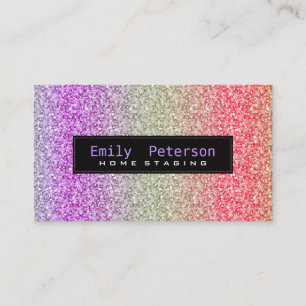 Colorful Retro Glitter & Sparkles Pattern Business Card
