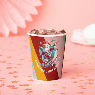 Colorful Retro Groovy and Bright Christmas Paper Cups