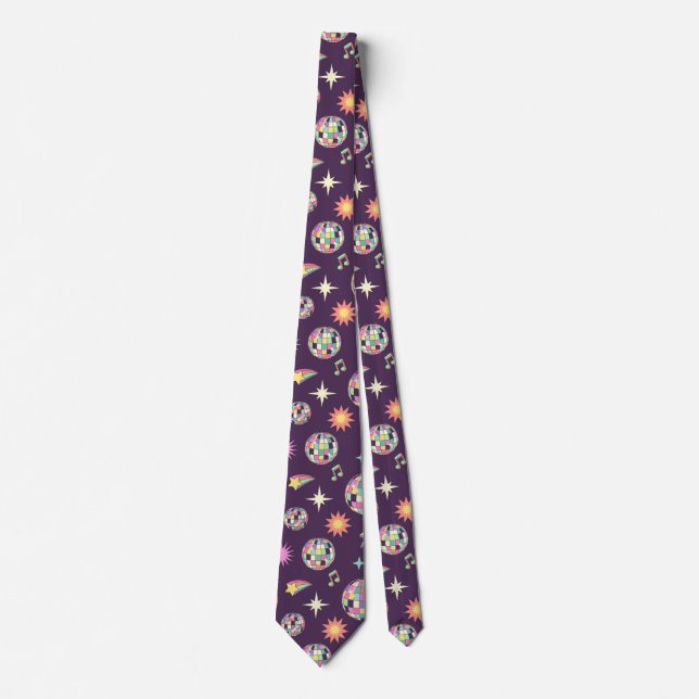 Colorful Retro Groovy Disco Pattern Neck Tie (Front)