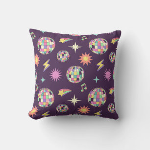 Colorful Retro Groovy Disco Pattern Throw Pillow
