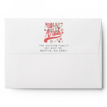Colorful Retro Groovy Holly Jolly Vibes Holiday Envelope