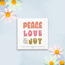 Colorful Retro Groovy Peace Love Joy Holiday Magnet