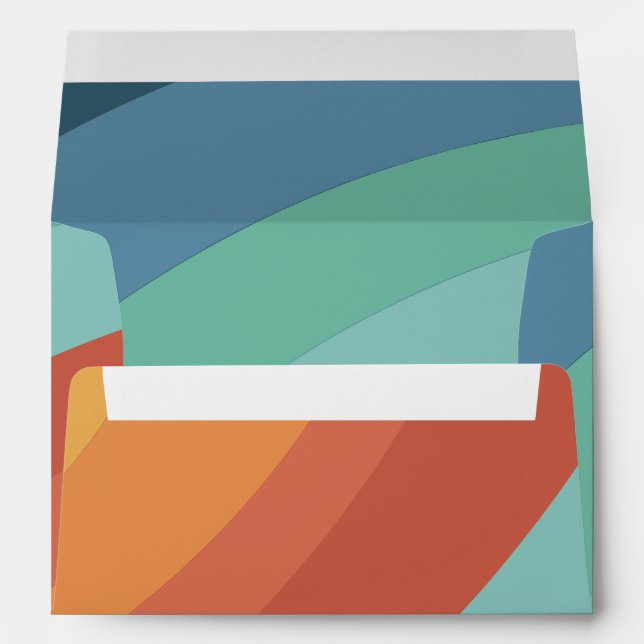 Colorful Retro Groovy Rainbow  Envelope (Back (Bottom))