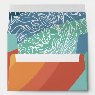 Colorful Retro Groovy Rainbow Floral Envelope