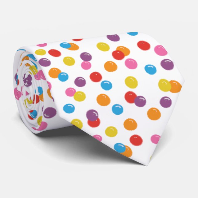 Colorful Retro Gumball Bubble Gum Pattern Neck Tie (Rolled)