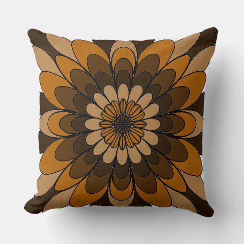 Colorful Retro Hand_Drawn Flower Mandala Throw Pil Throw Pillow